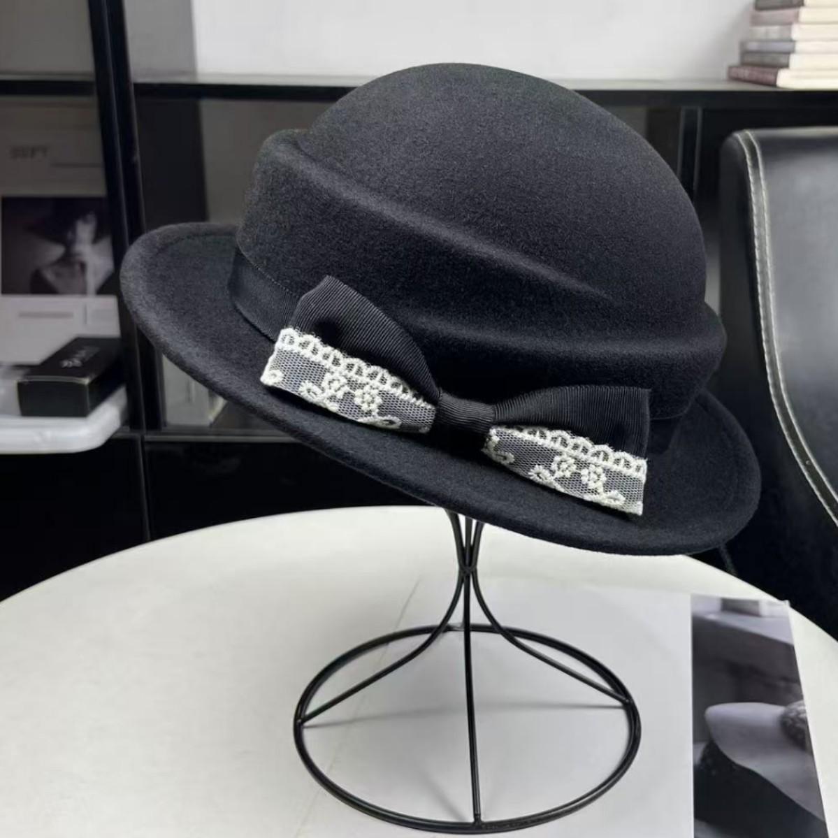 

Wool top hat female fashion celebrity style washbasin hat Japanese versatile foreign style beret No reason is given for not supporting 7 days чёрный