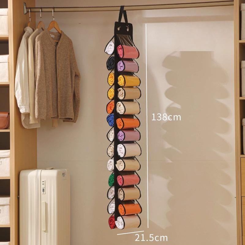 1PC Storage Bag Clothes Hanger Compartment Hanging Organiser Clothes Hanger Foldable Leggings Organiser Wardrobe Roll Organiser