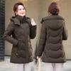 Middle-aged and elderly large-size cotton-padded clothes, women's medium and long hats, removable winter mother's clothing temperament, thickened cott