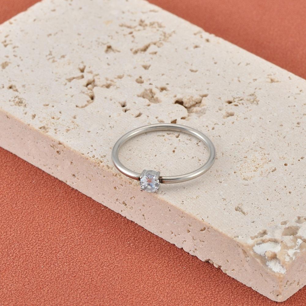 JeeMango Stainless Steel Shiny Cubic Zirconia Finger Ring for Women Gold Plated Wedding Engagement Delicate Jewelry R26020