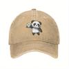 Panda Holding Hard Drive Baseball Cap Cotton Adjustable Casual Sun Hat for Men Women