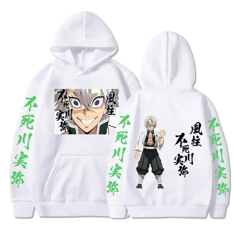 Autumn Winter Anime Shinazugawa Sanemi Graphic Print Hooded Autumn Fleece  Kimetsu No Yaiba Hoodies Sweatshirt