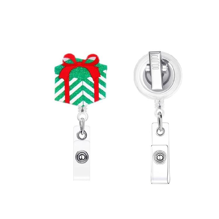 Christmas Badge Holder with Belt Clip Spring Loaded Retractable ABS Badge Holder for Doctor Nurse Student Teacher