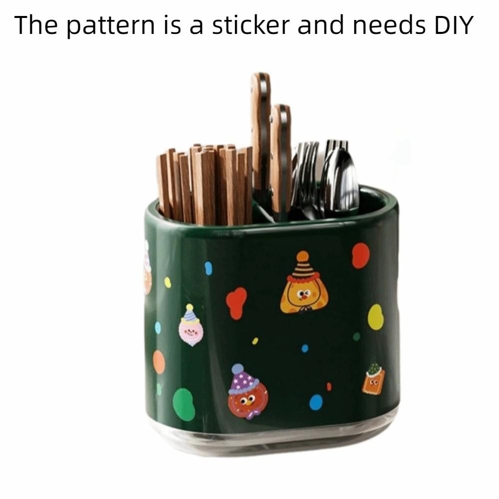 Plastic Cartoon Chopsticks Storage Box Wall Mounted Tableware Storage Holder Cutlery Rack for Home