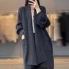 Loose Fit Mid Length Open Front Cardigan Sweater Coat for Women Lapel Long Sleeve Large Pockets Solid Color Outwear