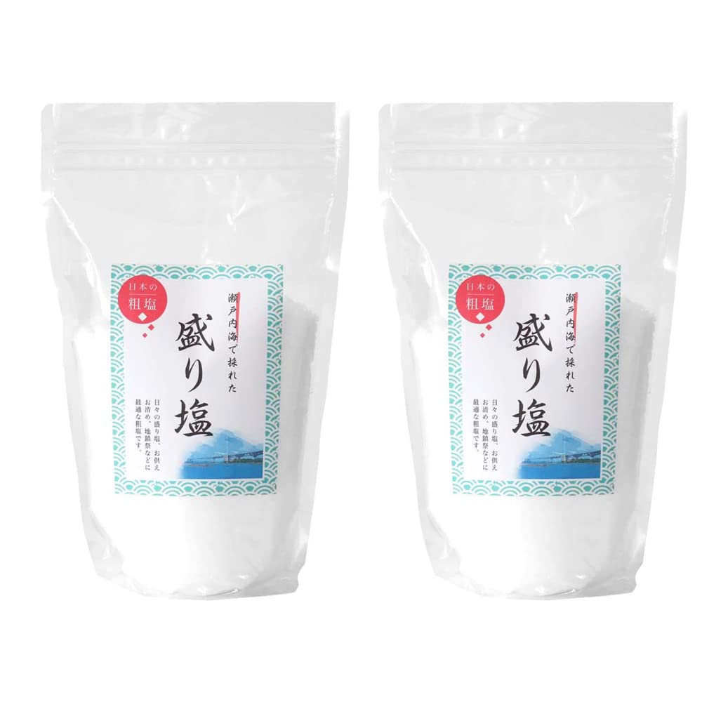 Morishio Purifying Salt, 2kg (2 x 1kg packs), Offering Salt for Shinto Shrines, Good Luck, Seto Inland Sea Salt