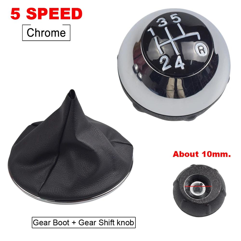 6 Speed Gear Shift Knob Shift Transmission Lever Knob Manual For Fiat 500 2012-2018 Chrome+Red 55344048