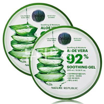 Beruhigendes und feuchtigkeitsspendendes Aloe Vera 92% Beruhigendes Gel 300 ml, 2 Einheiten