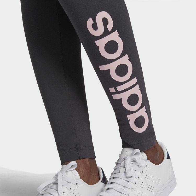 Adidas Essentials Letter Logo Print Elastic Waist Sports Long Pants Women bottoms Gray Brown GQ9355