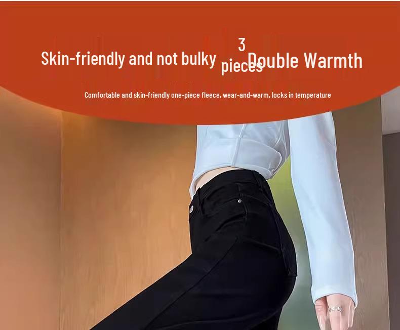 Women's Black High-Waist Slimming Straight-Leg Jeans - 2025 Spring/Autumn Petite Style