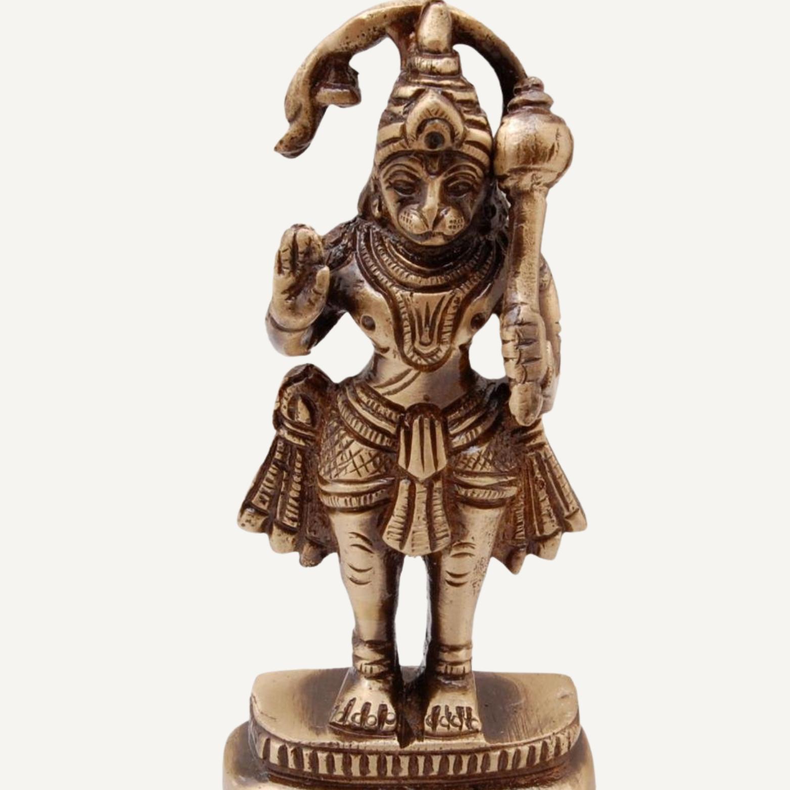 Pure Brass Hanuman Ji Standing Statue, Religious, Antique Brown, Size - Standard