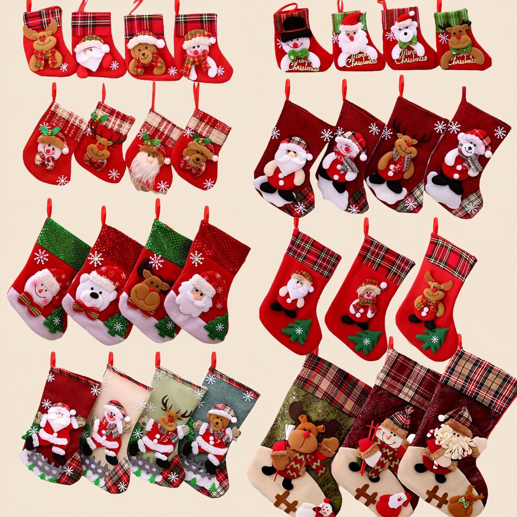 Christmas Stockings Santa Snowman Hanging Xmas Tree Socks Ornaments Christmas Decor For Home New Year Navidad Candy Gift Bags