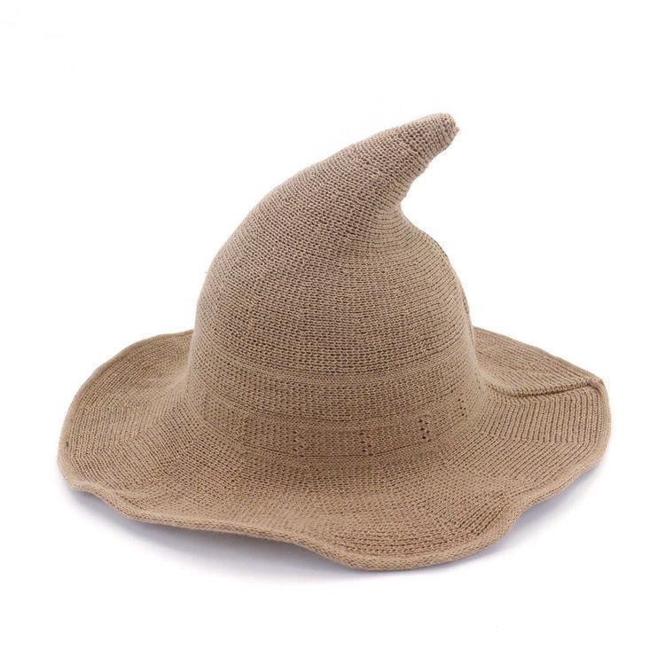 Temperamental Big Brim Witch Hat - Knitted Halloween & Christmas Style for Women