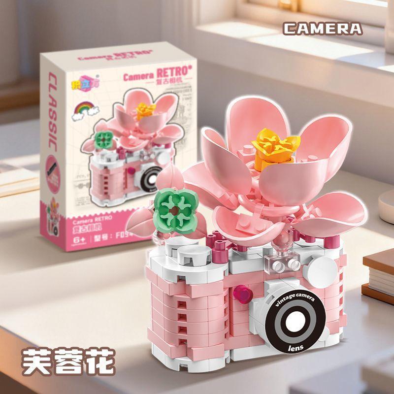 2026 new product eternal flower retro camera series model micro particle building block puzzle assembly toy holiday gift