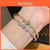 Fashion Copper Bangle With Zircon Embellishments For Stylish Casual Wear