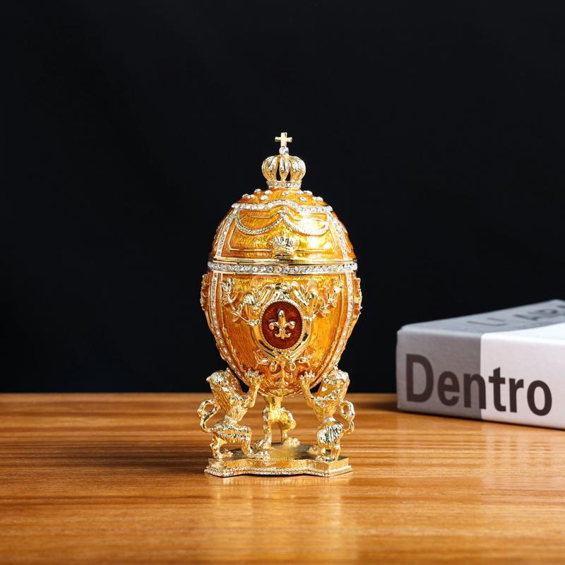 alloy Enamel Craft Crown Egg Decoration Easter decoration Egg jewelry box living room home decoration Jewelry earring storage