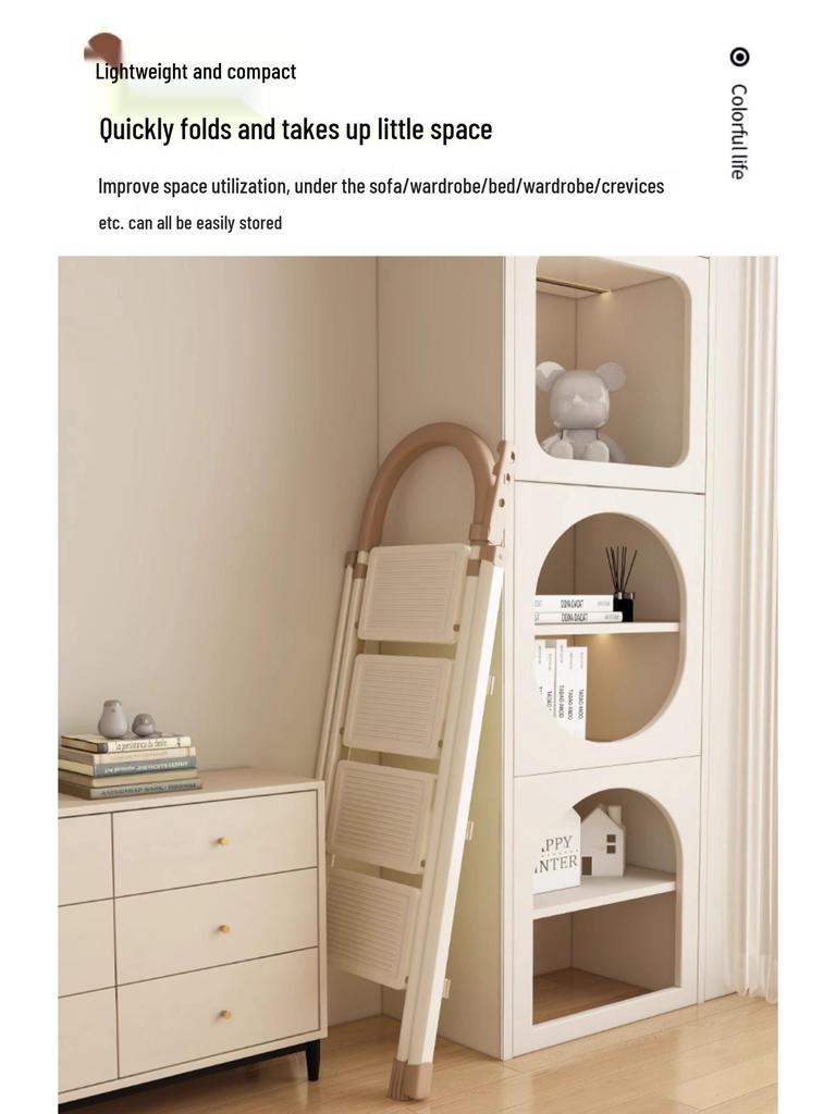 Thickened Carbon Steel Folding A-Frame Ladder: Indoor Multifunctional Step & Telescopic Climbing Ladder for Housewarming