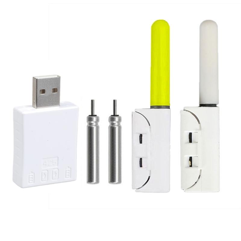 Bacchetta luminosa per punta di canna da pesca da esterno con caricabatterie, bacchetta luminosa a LED per pesca notturna, strumento luminoso per pesca notturna