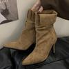 Eilyken  New Autumn Winter Fashion Pleated Pointed Toe Women Ankle Boots Short Booties Sexy Thin Heels Party Shoes
