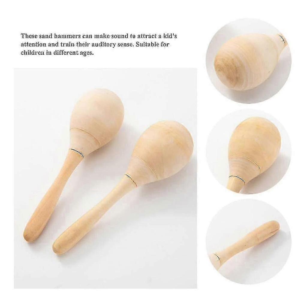 10pcs Maracas Hand Percussion Rattles Diy Wood Maracas With Crisp Blow Sound For Music Party Favors - Ri