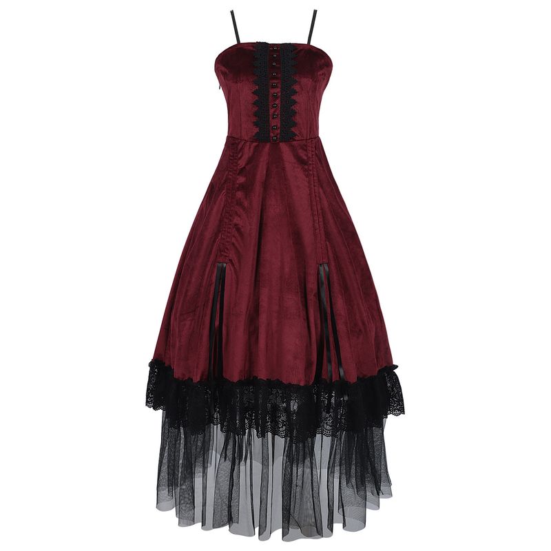 

Cos Duchess Suspender Skirt Women Vampire Dark Gothic Witch Script Plot Kill Stage Performance Dress Red [Send Headgear] S
