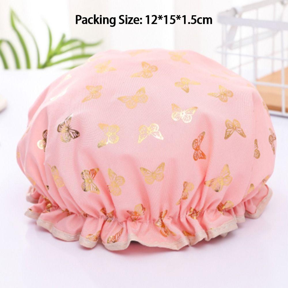 Double Hair Cap Waterproof Head Cover Reusable Shower Cap  Shampoo Hair Bath Makeup