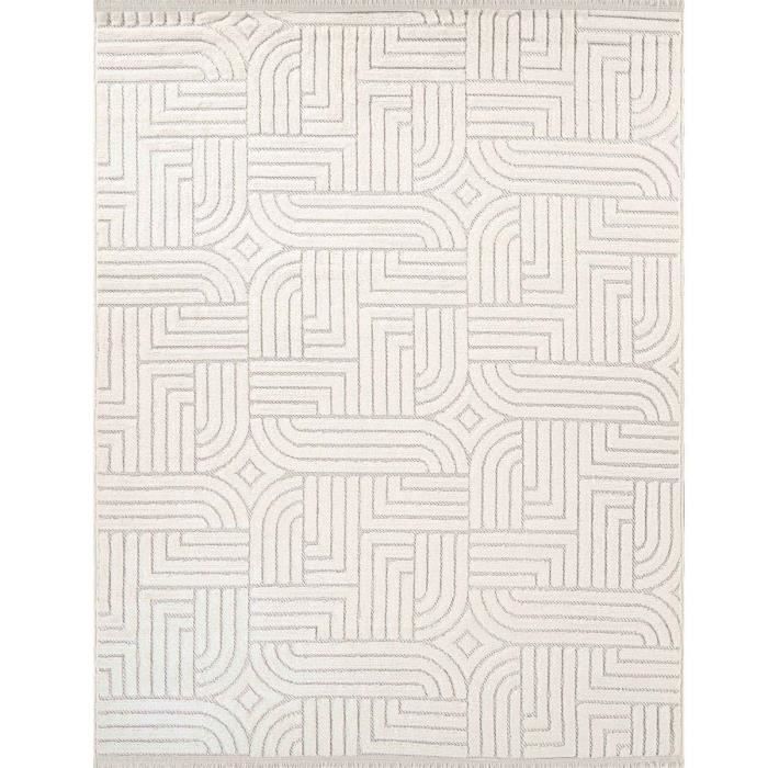 Tapis à relief géométriques écru 120x180