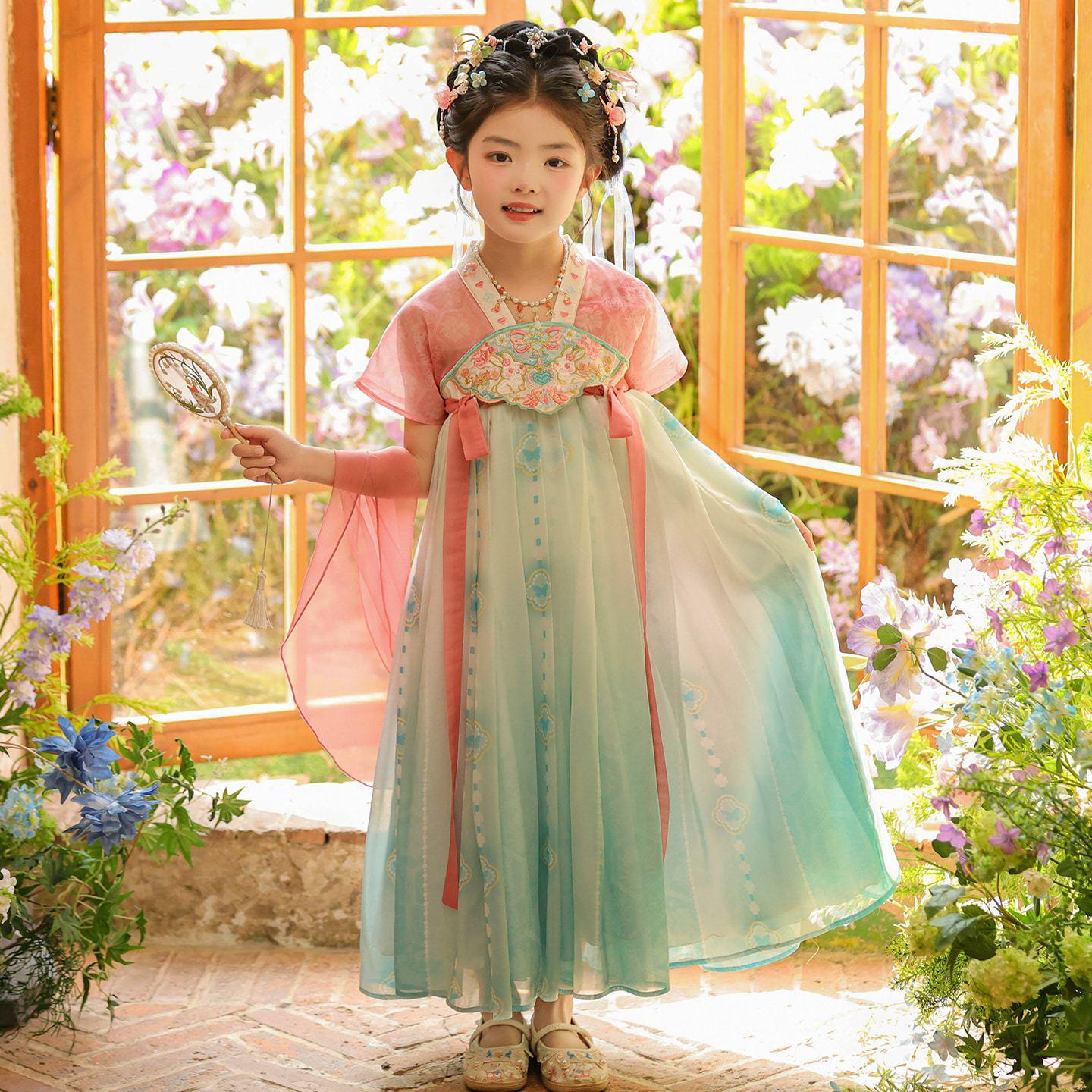2026 Summer Chinese Style Hanfu Ruqun Dress for Girls - Tang Suit Fairy Costume 120 розовый