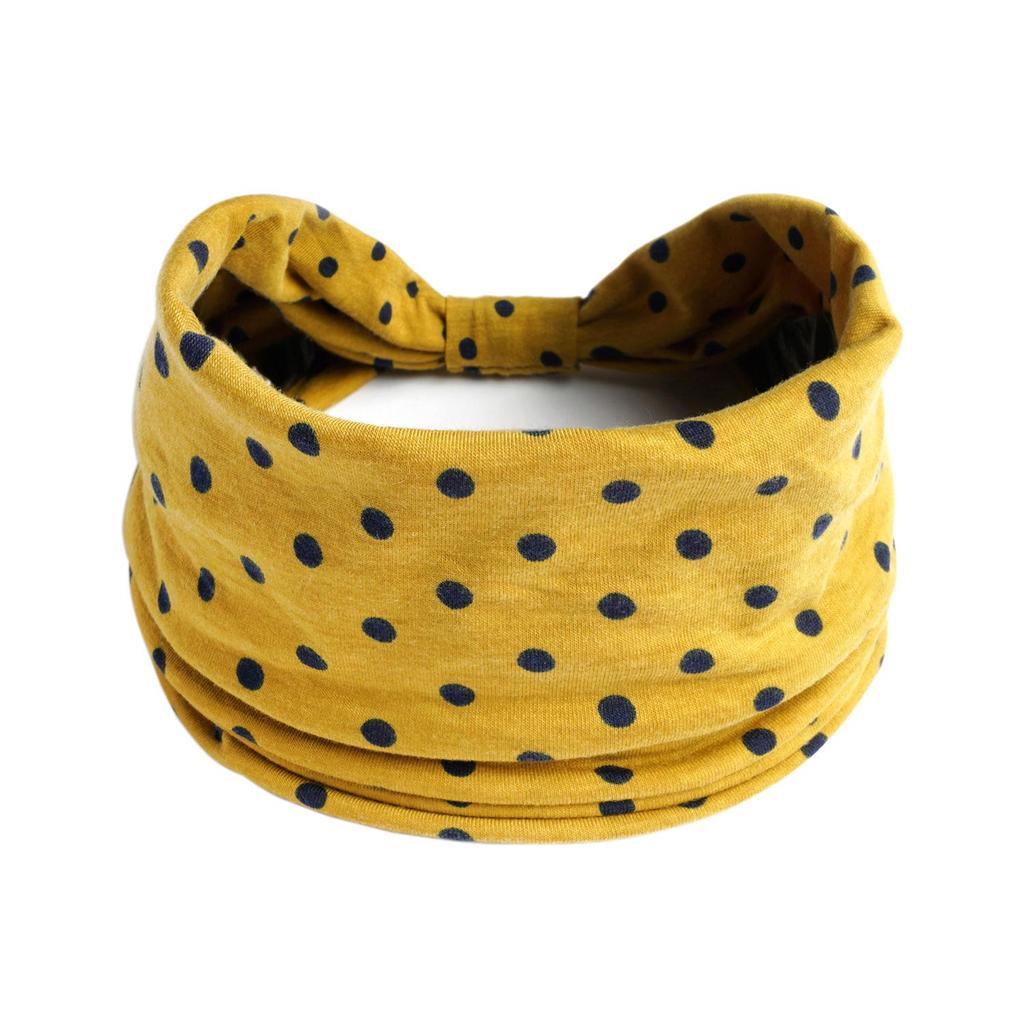 Wide Black Polka Dot Sports Headband for Women - Simple Elastic Fitness Style