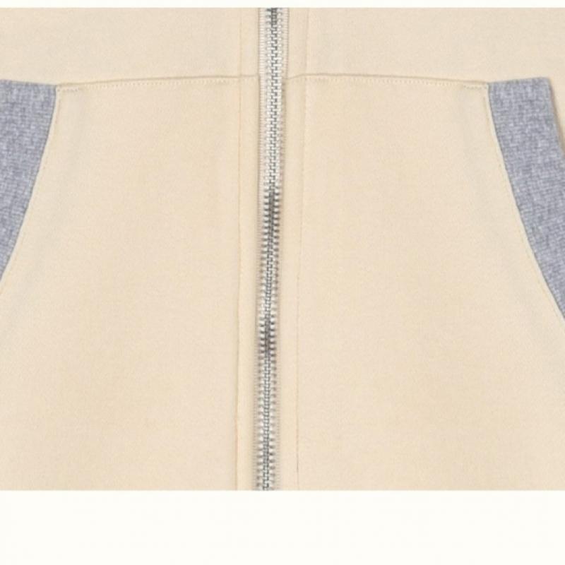  Olivan  Color Embroidery Pocket Hoodie Zip Up  Cream 