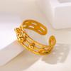 Multi-layered Bead Rings For Women Gold Color Stainless Steel Geometric Bead Opening Ring Wedding Christmas Jewelry Gift