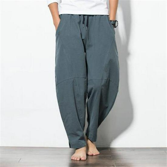 Men's Trendy Cotton-Linen Loose Carrot Pants - Chinese Style, Large Size, Nepalese Bloomers for Spring and Summer.