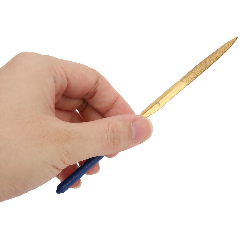 Sada 10 ks Sada jehlových pilníků 4x160 mm Mini titanem pokovených diamantů pro zpracování ocelové keramiky a skla