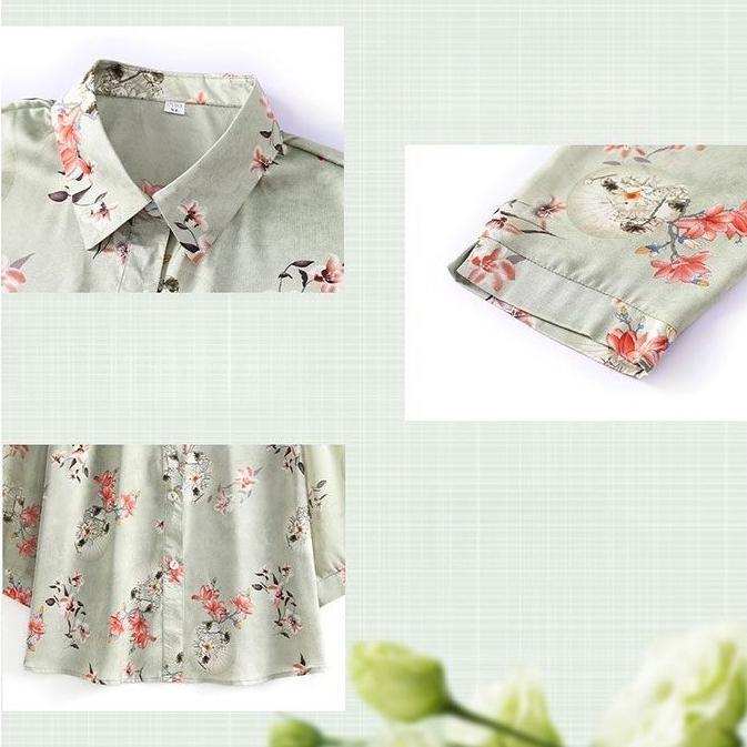 Frühling Sommer Hemd Blumenmuster Damen Neu Locker Oberteil