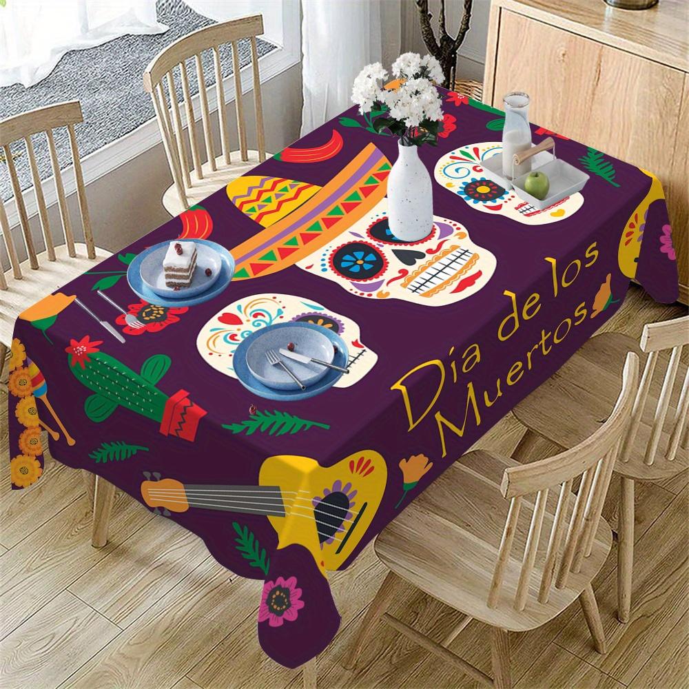 Mexico Sugar Skull Rectangle Table Cloth for Table Decor Holiday Party Waterproof Reusable Tablecloth for Tables Kitchen Dining