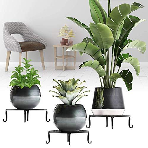 BOLESKA Set of 2 Iron Flower Stands, 30cm Diameter, for Houseplants, Plant Pots, and Display Stands with Cat Legs, Antique Design for Indoor and Outdo