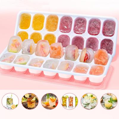 14 Grid Silicone Ice Cube Tray with Non-Spill Lid Stackable Ice Cube Mold Ice Cube Maker Square Ice Cube Tray Ice Blocks Maker