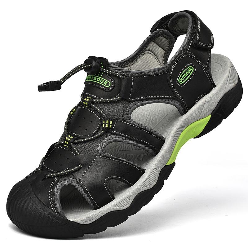 Fashion Fashionable Outdoor Men's Breathable Anti Slip Water Wading Sandals Summer Men Cowhide Oversized Casual Comfortable Beach Shoes