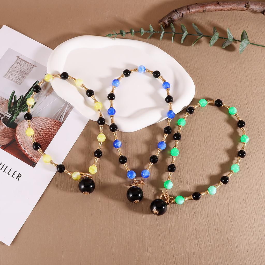 Round Geometry Beaded Chain Necklace for Women Accessories
