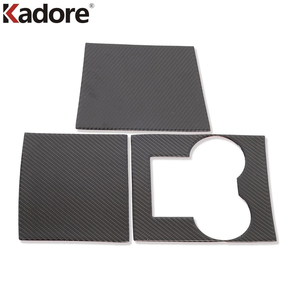 For Tesla Model 3 2018     Carbon Fiber Car Center Console Panel Cover Trim Water Cup Holder Frame Accessories