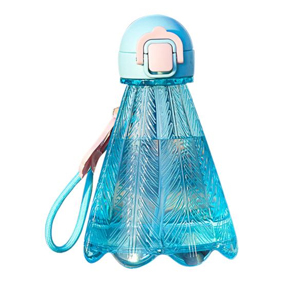 

Поильник в форме бадминтонного волана с соломинкой и ремешком для переноски 10 унций Спортивная бутылка для воды Милая откидная крышка Бутылка для воды для офиса, спортзала, улицы 300ML синий