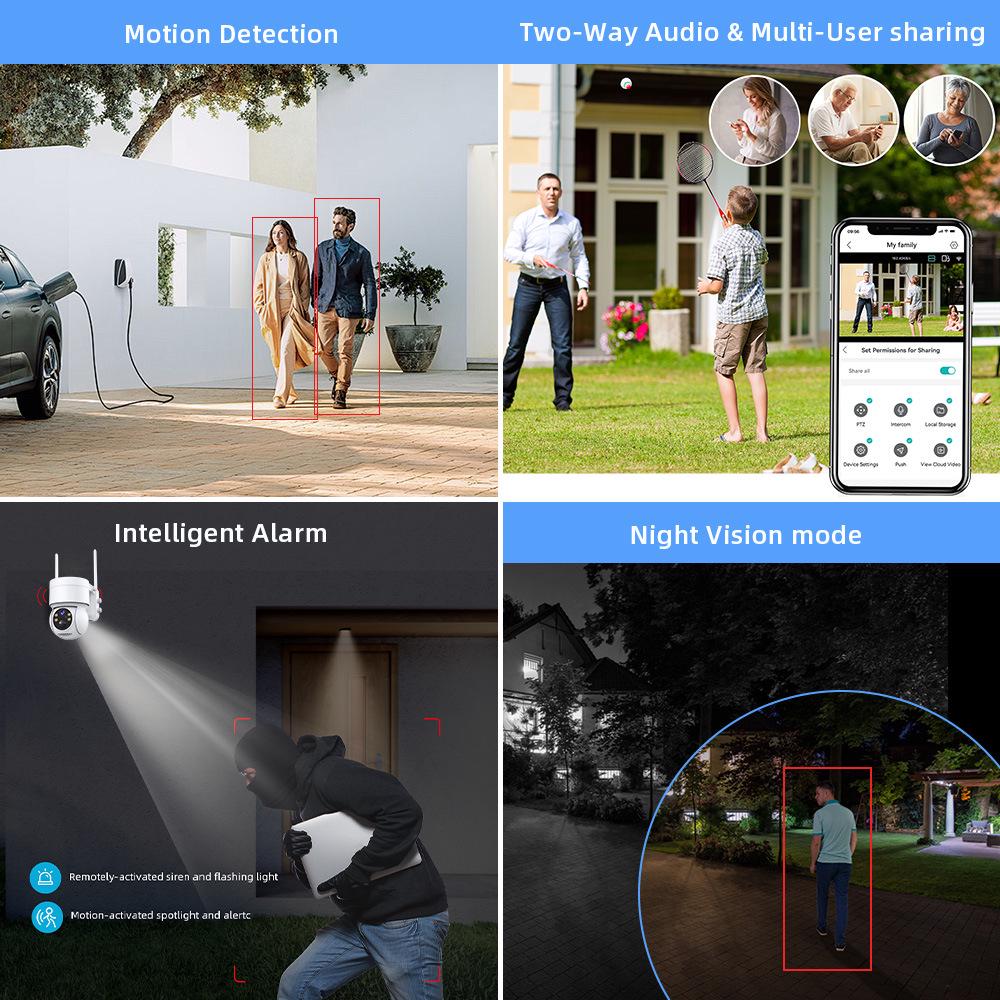 4MP Wireless Solar Surveillance Camera with Touch Screen – Outdoor Waterproof for Home & Mobile Remote Monitoring