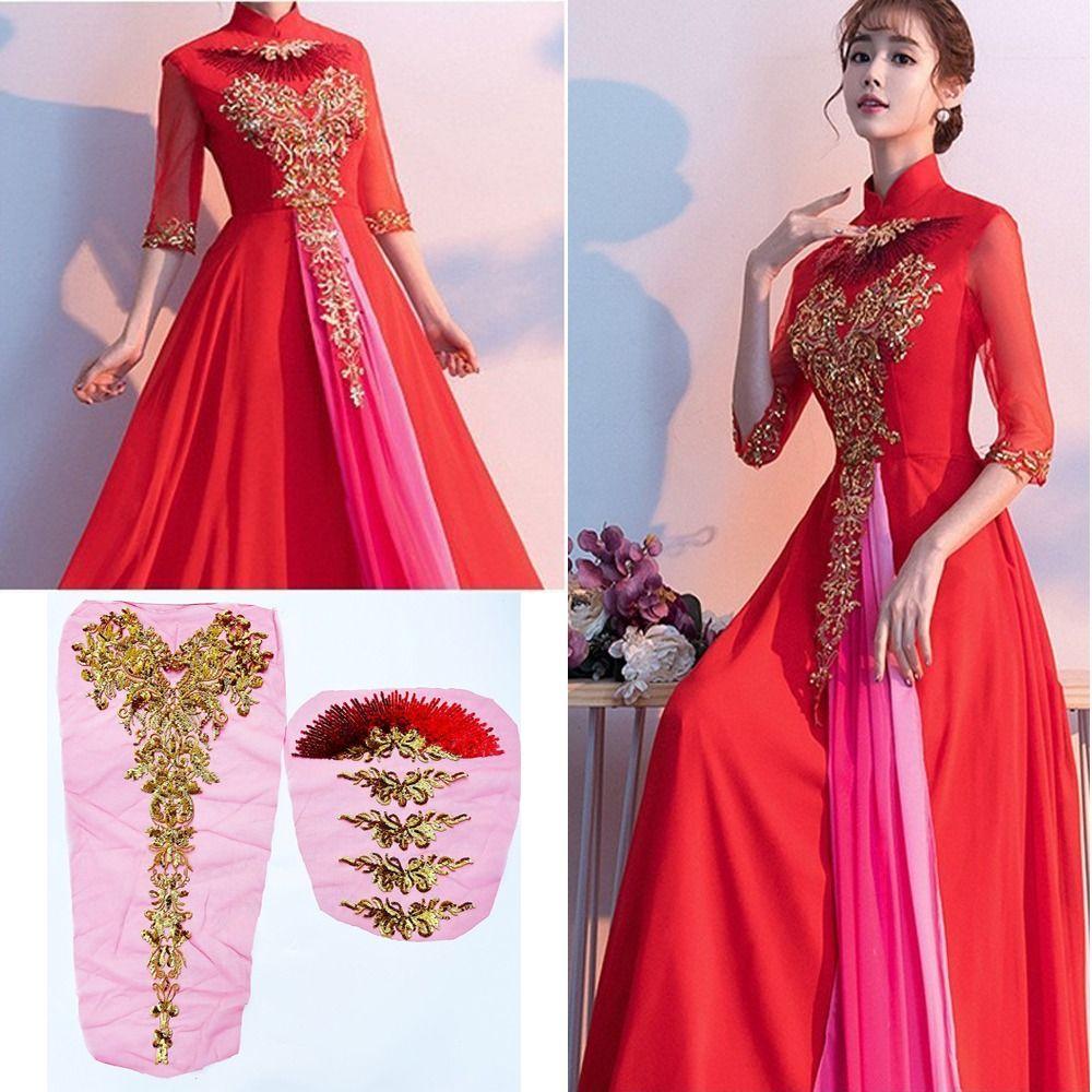 Gör-det-själv Broderade Blomsterlappar Paljettbroderi Paljettlappar Spetsapplikationer Klänningar