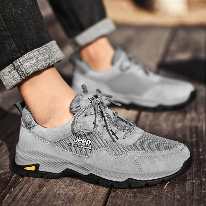 Jeep Men's Pigskin Mesh Casual Sneakers