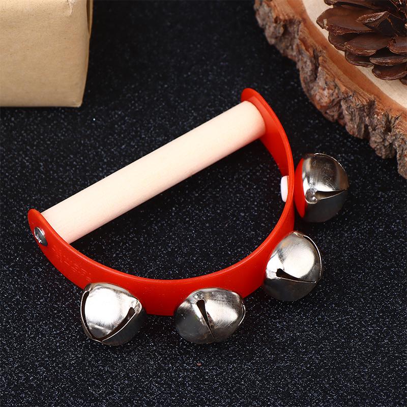 

Wooden Half round Children s Tambourine with Clapper Handle - Educational Musical Fun Toy Orff Instruments Hand Ringing Bell