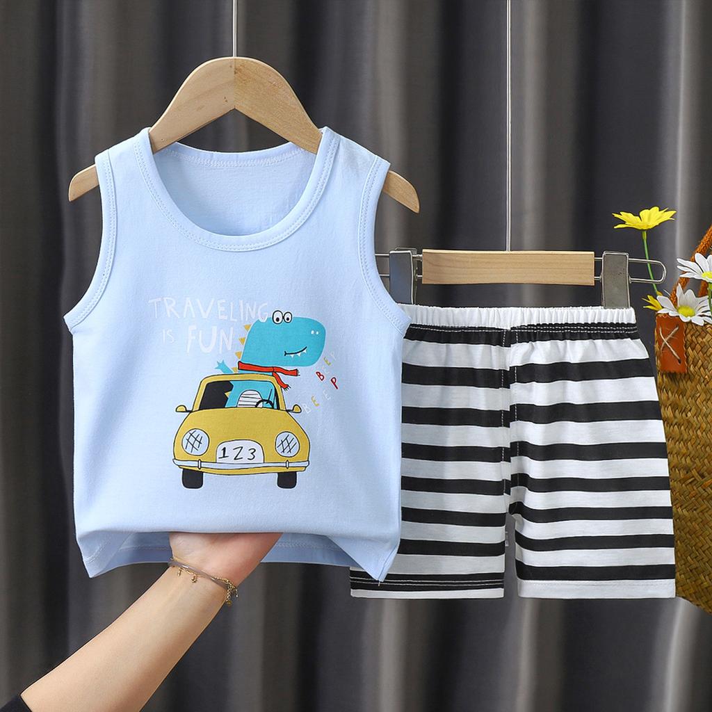 Children's Vest Set Boys' Shorts Summer Cotton New Baby Clothes Girls' Summer Clothes Summer Clothes Children's Clothes