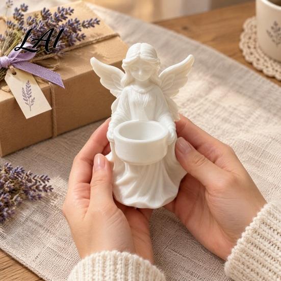 Elegant Winged Angel Ornament Figurine Candle Holder 3D Printed PETG Modern Home Aesthetic Decoration Sculptural Stable Base Decorative for Desktop
