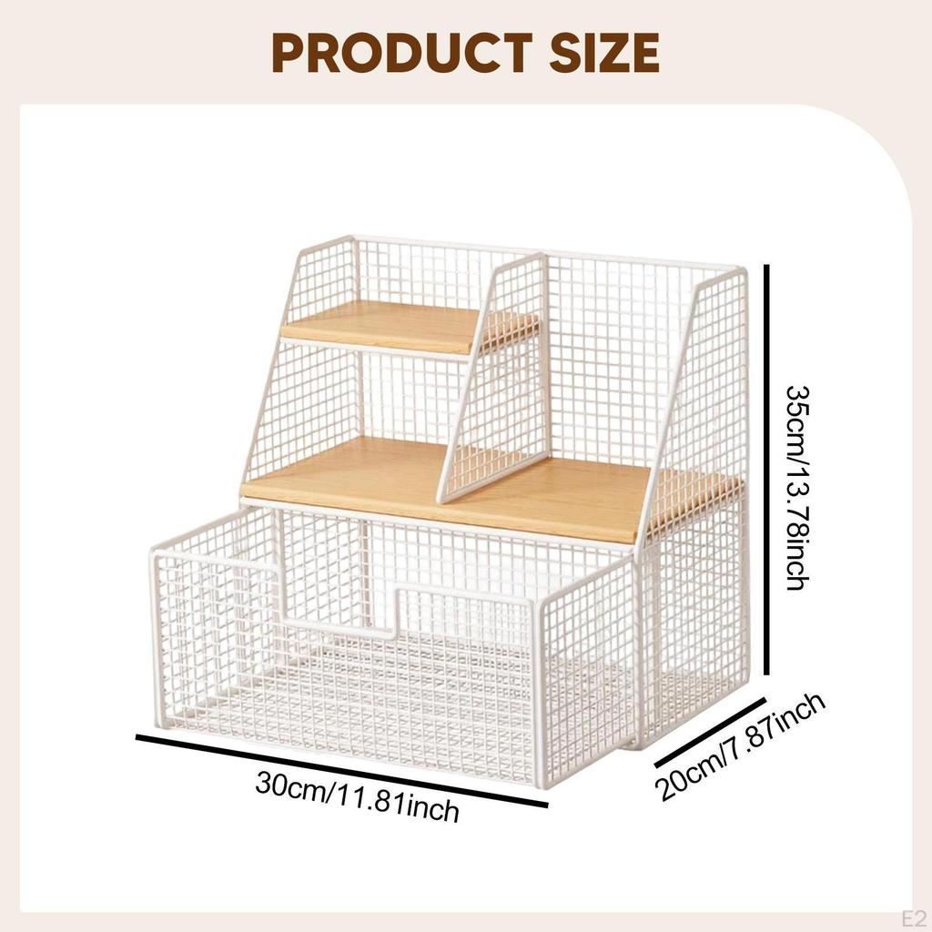 Organizer Station with Compartment Display Stand Storage Holder Rack for Pantry Dorm Cabinet