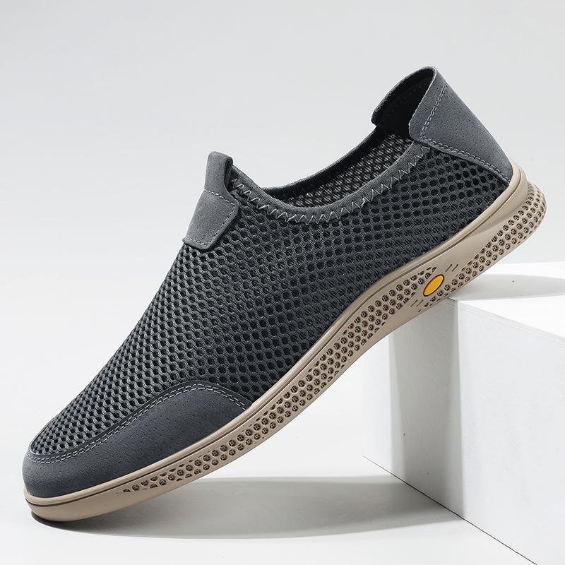 

Fashion Breathable Mesh Men Shoes Summer Lightweight Men s Loafers Hollow Out Walking Casual Shoes New Arrival Slip-On Driving Flats 45 серый