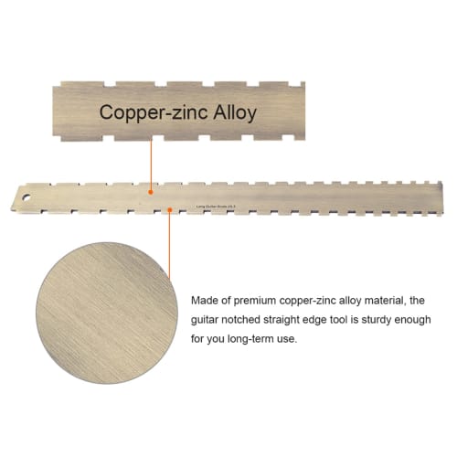 Guitar Fretboard Ruler, Measuring Tool, Dual Scale, 24.75 Notched Fretboard Straight Edge, Luthier Tool for Guitar Neck Leveling, Durable Stainless St